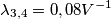 \lambda_{3,4} = 0,08 V^{-1} \lambda_{3,4} = 0,08 V^{-1}