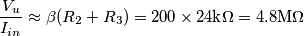 \frac{V_u}{I_{in}}\approx \beta(R_2+R_3)=200\times 24\text{k}\Omega=4.8\text{M}\Omega