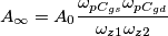 A_\infty = A_0 \frac{ \omega_{pC_{gs}} \omega_{pC_{gd}} } { \omega_{z1} \omega_{z2} }