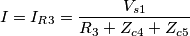 I=I_{R3}=\frac {V_{s1}}{R_{3}+Z_{c4}+Z_{c5}}