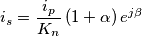 i_s={i_p \over K_n}\,(1+\alpha)\,e^{j\beta} i_s={i_p \over K_n}\,(1+\alpha)\,e^{j\beta}