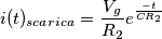 i(t)_{scarica}={V_g\over R_2}e^{-t\over CR_2}