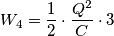 W_4  = \frac{1}{2} \cdot \frac{{Q^2 }}{C} \cdot 3