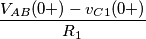 \frac{V_{AB}(0+)-v_{C1}(0+)}{R_{1}} \frac{V_{AB}(0+)-v_{C1}(0+)}{R_{1}}