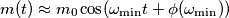 m(t)\approx m_0 \cos (\omega _ {\min }t+ \phi(\omega _ {\min })) m(t)\approx m_0 \cos (\omega _ {\min }t+ \phi(\omega _ {\min }))