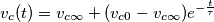 v_c(t)=v_{c\infty}+(v_{c0}-v_{c\infty})e^{-\frac{t}{\tau}}
