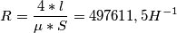R=\frac{4*l}{\mu*S}=497611,5 H^{-1}
