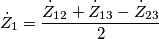 \dot Z_1=\frac {\dot Z_{12}+\dot Z_{13}-\dot Z_{23}}{2}