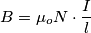 B=\mu_o  N \cdot \frac I l