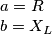 \begin{array}{l}
a = R\\
b = {X_L}
\end{array}