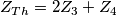 \begin{align}
Z_{Th}=2Z_{3}+Z_{4} \\
\end{align} \begin{align}
Z_{Th}=2Z_{3}+Z_{4} \\
\end{align}