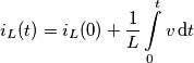 {{i}_{L}}(t)={{i}_{L}}(0)+\frac{1}{L}\int\limits_{0}^{t}{v\,\text{d}t}