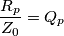 \frac{R_p}{Z_0}=Q_p