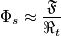 {{\Phi }_{s}}\approx \frac{\mathfrak{F} }{{{\Re }_{t}}} {{\Phi }_{s}}\approx \frac{\mathfrak{F} }{{{\Re }_{t}}}