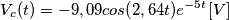 V_c(t)=-9,09cos(2,64t)e^{-5t}[V]