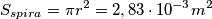 S_{spira} = \pi r^2= 2,83\cdot 10^{-3}m^2 S_{spira} = \pi r^2= 2,83\cdot 10^{-3}m^2