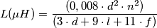 L(\mu H)=\frac{(0,008\cdot d^{2}\cdot n^{2})}{(3\cdot d +9\cdot l+11\cdot f)} L(\mu H)=\frac{(0,008\cdot d^{2}\cdot n^{2})}{(3\cdot d +9\cdot l+11\cdot f)}