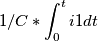 1/C *  \int_{0}^{t}i1dt