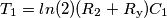 T_{1} = ln(2)(R_{2} + R_{\text{y}})C_{1}