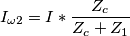 I_{\omega 2}=I * \frac{Z_{c}}{Z_{c}+Z_{1}}