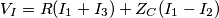 V_I=R(I_1+I_3)+Z_C(I_1-I_2) V_I=R(I_1+I_3)+Z_C(I_1-I_2)