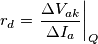 r_d = \left . \frac {\Delta V_{ak} } { \Delta I_a} \right|_Q