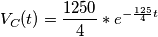 V_{C}(t) = \frac{1250}{4} * e^{-\frac{125}{4}t}