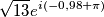 \sqrt {13} e^{i (-0,98 + \pi)}