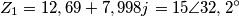 Z_1=12,69+7,998j=15\angle32,2^\circ