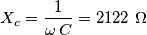 X_c=\frac{1}{\omega \,C}=2122\  \rm \Omega