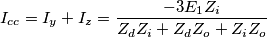 I_{cc}=I_y+I_z=\frac{-3E_1Z_i}{Z_dZ_i+Z_dZ_o+Z_iZ_o}