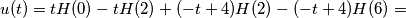 u(t) = tH(0) - t H(2) +(-t+4)H(2) - (-t+4)H(6) =