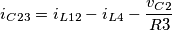 i_{C23}=i_{L12}-i_{L4}-\frac{v_{C2}}{R3}