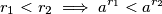 r_1<r_2\implies a^{r_1}<a^{r_2} r_1<r_2\implies a^{r_1}<a^{r_2}