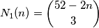 N_1(n)=\binom{52-2n}{3}