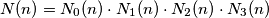 N(n)=N_0(n) \cdot N_1(n) \cdot N_2(n) \cdot N_3(n)