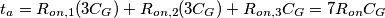 t_a=R_{on,1}(3C_G)+R_{on,2}(3C_G)+R_{on,3}C_G=7R_{on}C_G