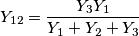 Y_{12}=\frac{Y_3Y_1}{Y_1+Y_2+Y_3} Y_{12}=\frac{Y_3Y_1}{Y_1+Y_2+Y_3}