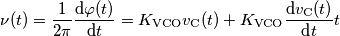 \nu(t) = \frac{1}{2\pi}\frac{\text{d}\varphi(t)}{\text{d} t} = K_\text{VCO}v_\text{C}(t)+K_\text{VCO}\frac{\text{d}v_\text{C}(t)}{\text{d} t} t
