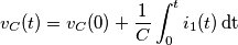 v_{C}(t)=v_{C}(0)+\frac{1}{C}\int_{0}^{t}{i_{1}(t)\,\text{dt}\,}
