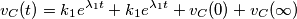 v_{C}(t)=k_{1}e^{\lambda _{1}t}+k_{1}e^{\lambda _{1}t}+v_{C}(0)+v_{C}(\infty )