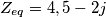 Z_{eq} = 4,5 - 2j