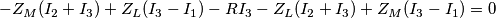 -Z_M(I_2+I_3)+Z_L(I_3-I_1)-RI_3-Z_L(I_2+I_3)+Z_M(I_3-I_1)=0