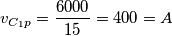 {{v}_{{{C}_{1}}p}}=\frac{6000}{15}=400=A {{v}_{{{C}_{1}}p}}=\frac{6000}{15}=400=A