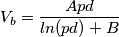 V_{b}=\frac{Apd}{ln(pd)+B} V_{b}=\frac{Apd}{ln(pd)+B}