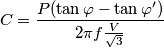 C=\frac{P(\tan\varphi -\tan\varphi ')}{2\pi f\frac{V}{\sqrt{3}}}
