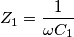 Z_{1} = \frac{1}{\omega C_1} Z_{1} = \frac{1}{\omega C_1}