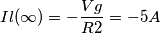 Il(\infty)=-\frac{Vg}{R2}=-5A