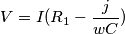 V=I(R_{1}-\frac{j}{wC}) V=I(R_{1}-\frac{j}{wC})