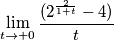 \lim_{t\rightarrow +0}\frac{(2^\frac{2}{1+t}-4)}{t}